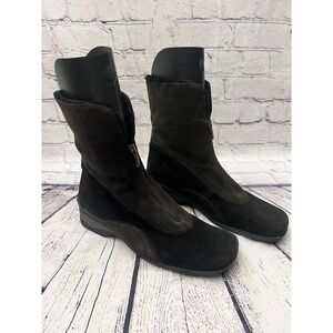 AQUATALIA Weatherproof Brown Black Suede Leather Zip Up Boots